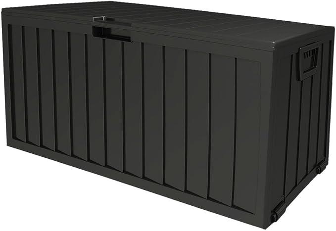 75 Gallon Large Deck Box,Deck Box Outdoor Storage Boxes (BLACK)