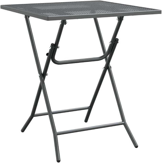 Square Garden Table 23.6-Inch Metal Mesh Side Table for Patio Balcony Backyard Anthracite Outdoor Dining Table