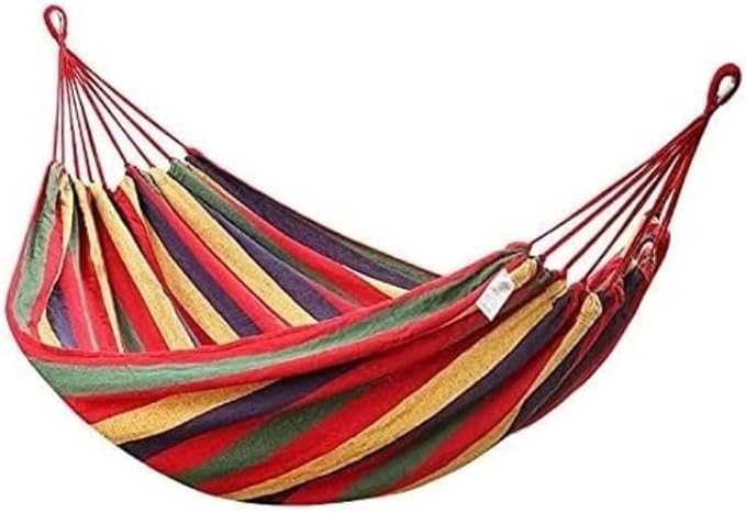 Portable Hammocks Canvas Hammock Backyard Garden Swing Furniture Outdoor Hanging Rocking Chair Hamock Swing Adults Portable Hanging Chair Hammock for Outdoor(Red)