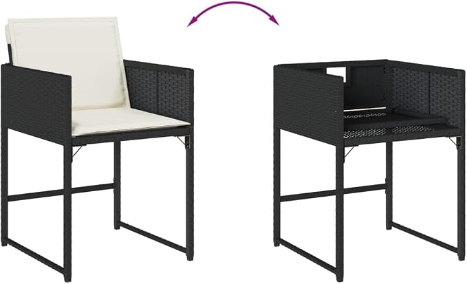 5 Piece Modern Patio Dining Set & Garden Dining Set Black Poly Rattan Patio Furniture Outdoor Dining Set for Garden Patio Backyard 43.3 x 41.7 x 28.7 in