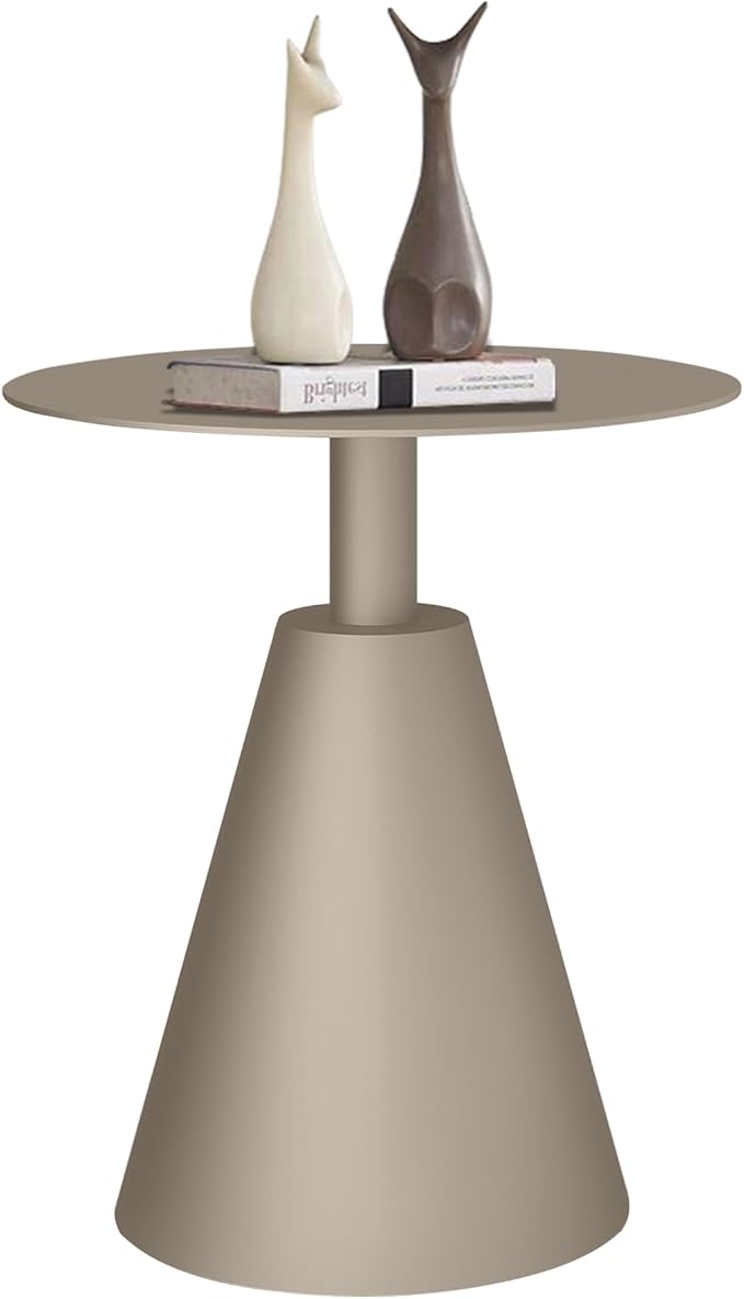 19.5" Round Outdoor Coffee Table, Weather-Resistant Aluminum Side Table for Patio, Balcony, Garden & Bedroom, Champagne