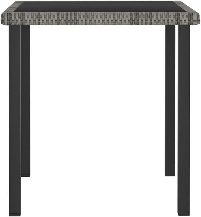 3 Piece Patio Dining Set Poly Rattan Gray Outdoor Furniture Table Chairs Set with Cushions for Garden Yard Porch Balcony Backyard Steel Frame Weatherproof