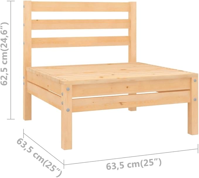Patio Middle Sofas,Wooden Sofa,Patio Lounge Set,Outdoor Furniture,Patio Conversation Sets,for Garden,Deck,Backyard,2 pcs Solid Pinewood