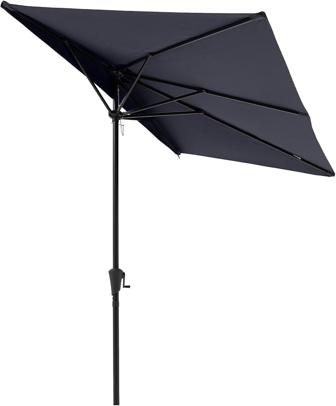 COBANA 7.5’by 4’Half Rectangular Outdoor Patio Umbrella for Patio, Balcony, Garden, Deck, Dark Blue