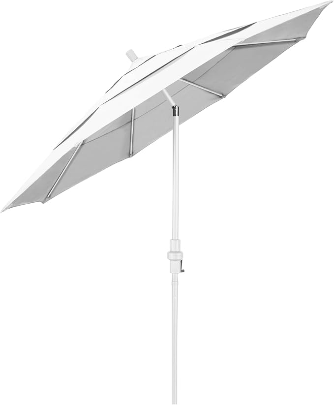 California Umbrella 11' Round Crank Lift, Collar Tilt, Aluminum Pole, Fiberglass Rib Patio Umbrella, White Finish