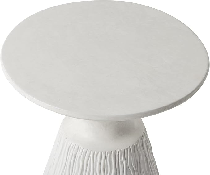 COSIEST Mushroom MgO Concrete Side Table | Lightweight Accent Table, White, 1 Pack