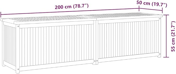 Wood Deck Box, Garden Backyard Storage Container for Patio Furniture Cushions and Gardening Tools, 78.7"x19.7"x21.7", -598