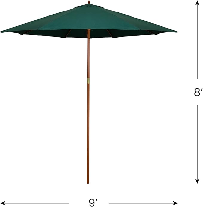 Northlight 8.5ft Outdoor Patio Market Umbrella with Wooden Pole, Green