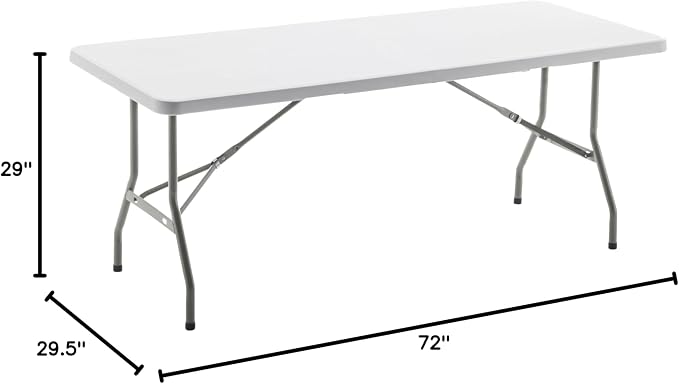 BTEXPERT Set of 5, Event Folding Utility Table 6 Foot 72"x 29.5" Heavy Duty Portable Indoor Outdoor Picnic Camping Office Home Party Wedding Tailgating White