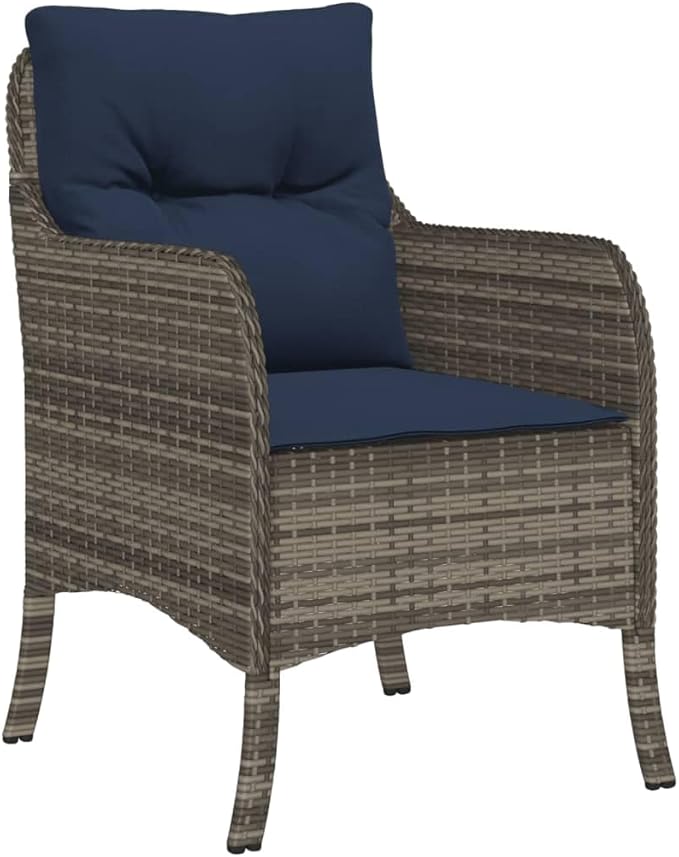 Backyard Furniture Patio Conversation Sets Outdoor Seating 3 Piece Patio Dining Set with Cushions Gray Poly Rattan Suitable for Gardens, Balconies, Decks