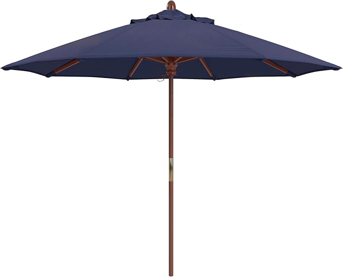 California Umbrella 9' Premium Commercial Hardwood Patio Umbrella, Manual Lift With Olefin Kiwi Fabric