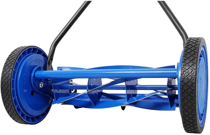 16-Inch Push Reel Lawn Mower – 5-Blade Manual Grass Cutter with Adjustable Blade Height, Lightweight Walk Behind Reel Mower for Small Lawns