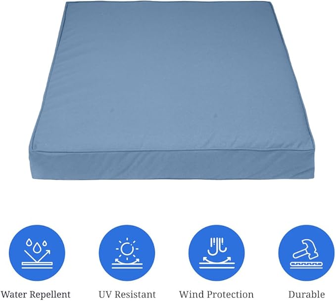 Covers & All Square Outdoor Cushion Covers for Patio Furniture Sets, Water, Tear & UV Resistant Polyester Cushion Slipcover with Zippers (Pack of 2) (24" L x 24" W x 4" Thick, Sky Blue)