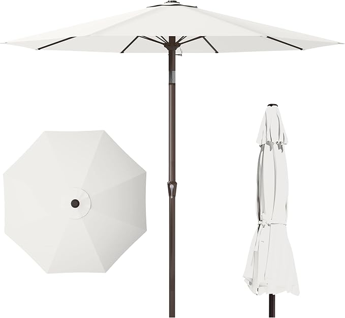 PatioKingdom 11FT Patio Umbrella,Outdoor Umbrella with Push Button Tilt and Crank,Market Table Umbrella with 8 Sturdy Fiberglass Ribs UV Protection
