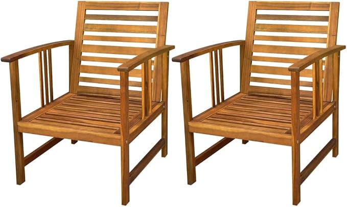 4-Piece Brown Acacia Wood Outdoor Dining Set | Includes a rectangular table, one bench, and two chairs, providing rustic seating for balconies, patios, and terraces.