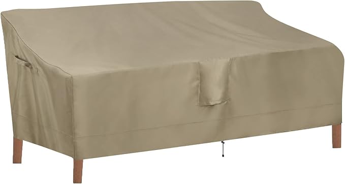OutdoorLines Outdoor Waterproof Patio 4-Seater Couch Cover - UV Resistant Patio Sofa Furniture Covers Weatherproof Heavy Duty Glider Covers for Outdoor Furniture, 104Wx32.5Dx33H Inches, Camel
