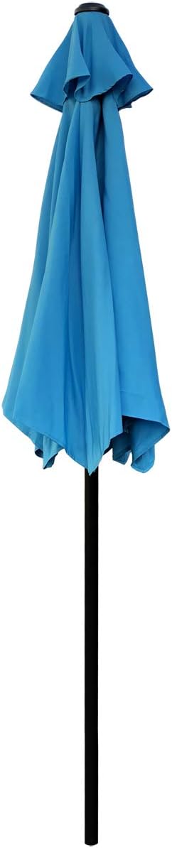 7.5 Feet Outdoor Umbrella with Crank Weather Resistant Umbrella Durable 6 Sturdy Steel Ribs Market Outdoor Table Umbrella Aqua