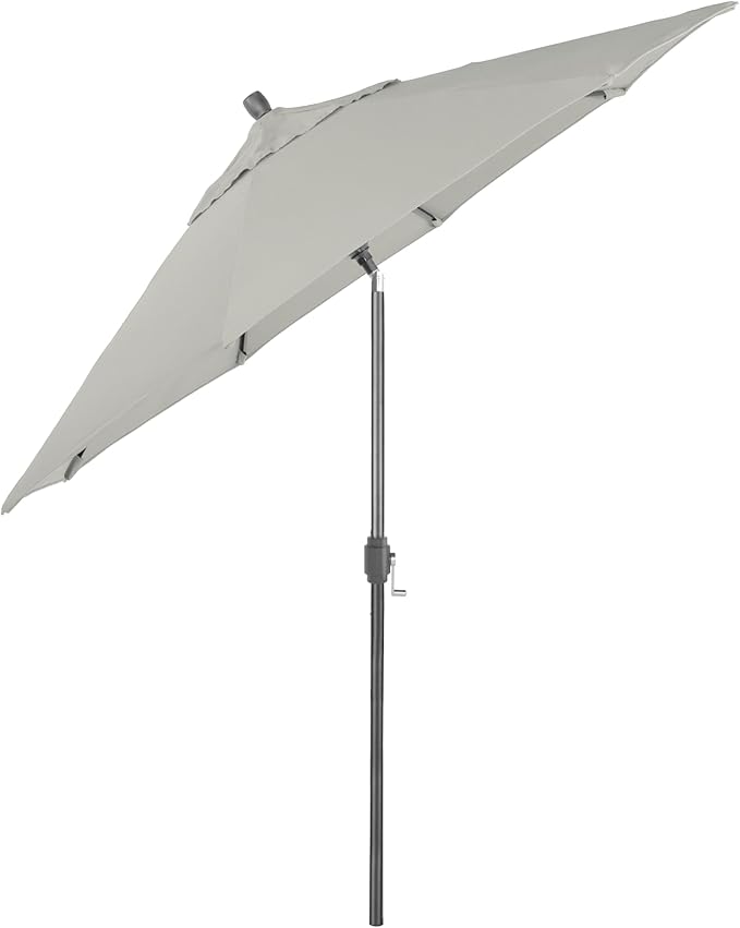 California Umbrella 12-Year-Non-Fading, 9Ft Premium Sunbrella Patio Umbrella, Hand-Crank, Button-Tilt, Gray Frame, Granite Fabric