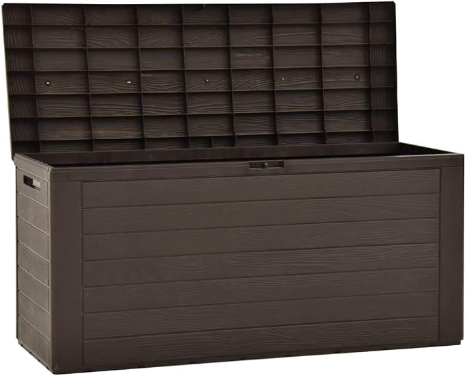 outdoor storage cabinet,keter deck box,patio storage boxes outdoor waterproof,Patio Storage Box Brown 45.7"x17.3"x21.7"Designed for Courtyard Travel