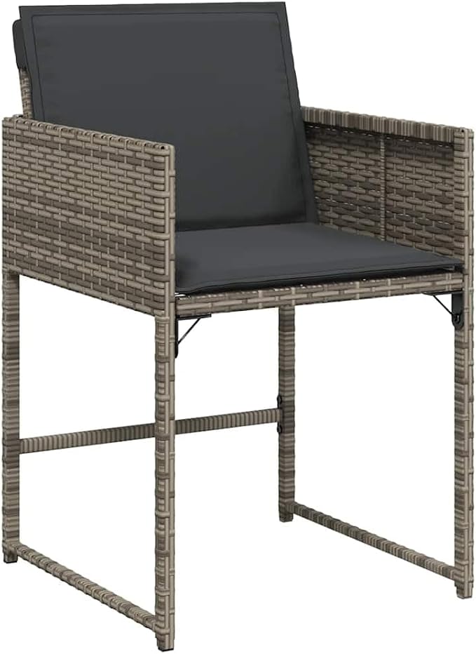 13 Piece Patio Dining Set with Cushions, 12-Seater Garden Furniture for Backyard, Gray Poly Rattan Table and Chairs with Space-Saving Foldable Design