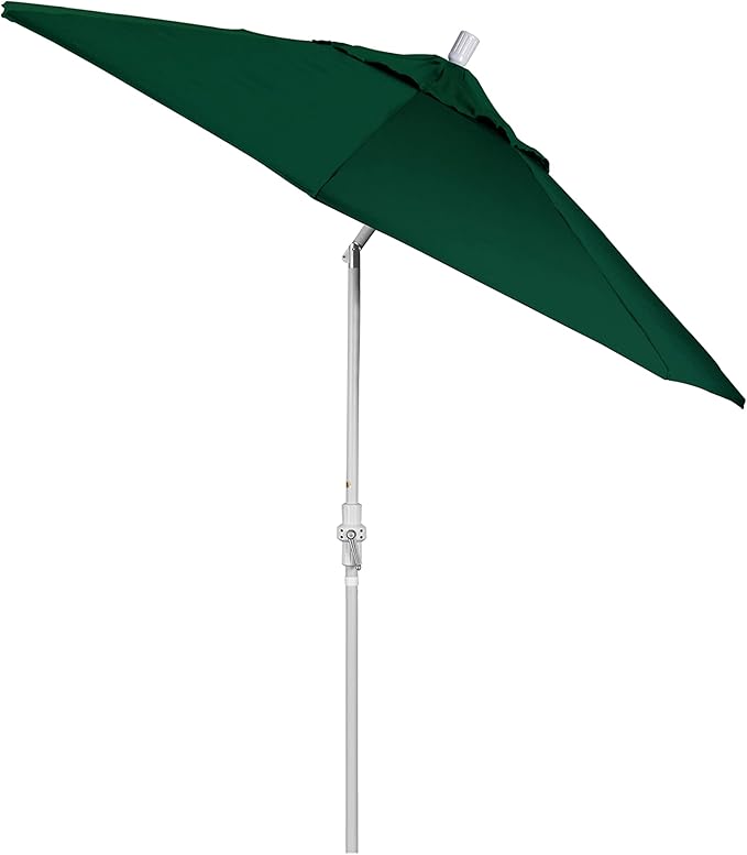 California Umbrella 9' Round Crank Lift, Collar Tilt, Aluminum Pole, Fiberglass Rib Patio Umbrella, White Finish