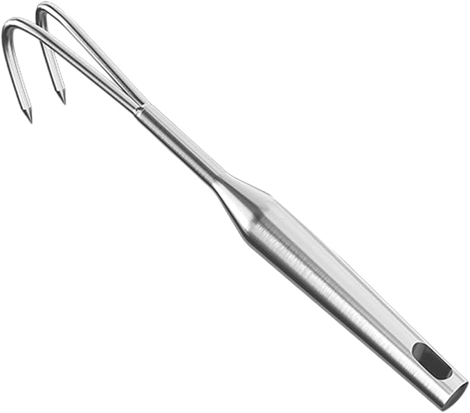 Hand Rake Stainless Steel Heavy Duty Garden Rake Weeding Tool Ergonomic Claw Rake Soil Tiller Portable Planting Rake Suitable for Flower Beds Yard Wor , 2 Tine