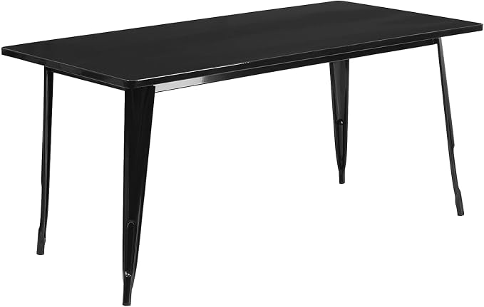 Flash Furniture Charis Commercial Grade 31.5" x 63" Rectangular Black Metal Indoor-Outdoor Table
