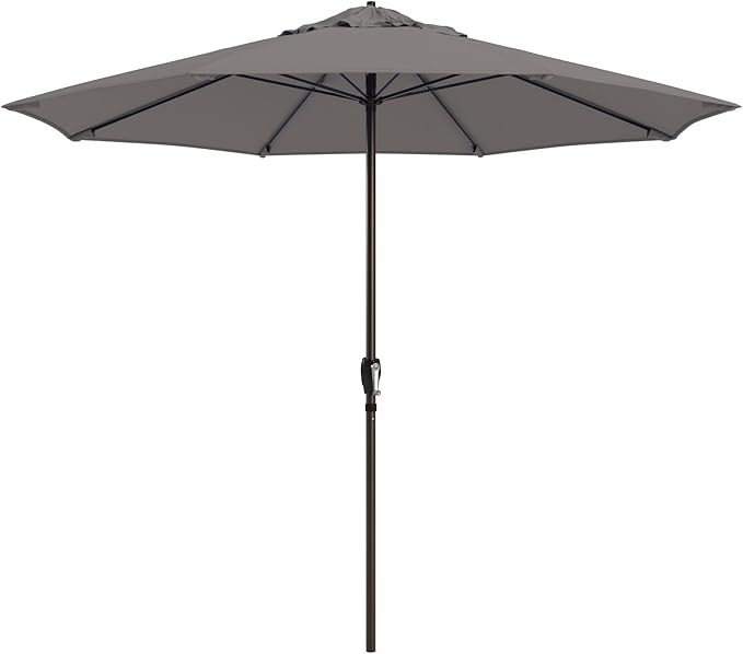 California Umbrella 10-Year Protection 9 Ft Outdoor Patio Umbrella, Pacifica Fade-Resistant Fabric, Auto-Tilt, Heavy Duty Aluminum Frame, 8 Reinforced Ribs for Pool or Deck, Bronze Pole, Taupe