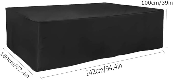 FLR 94x62x39in Patio Table Cover Black RectangularWaterproof Outdoor Dinner Protector Dust-Proof Table Desk Cover Furniture Covers with Storage Bags for Garden Outdoor Indoor Furniture
