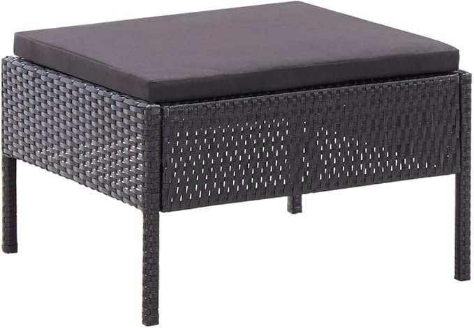 Patio Lounge Set with Cushions,Outdoor Furniture,Outdoor Furniture Sets,Patio Conversation Sets,for Garden,Deck,Backyard,3 Piece Poly Rattan Black