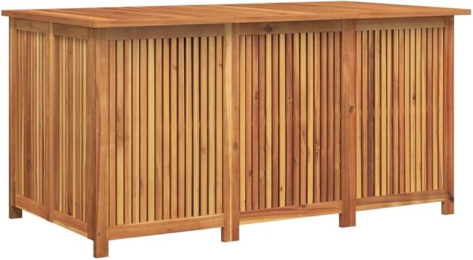 Solid Acacia Wood Outdoor Storage Box 150x80x75cm Garden Deck Box with PE Inner Bag for Patio Furniture Pool Toys Storage