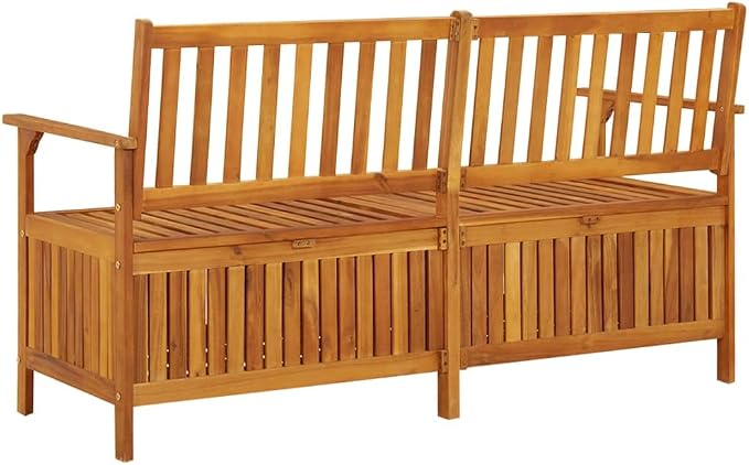 Patio Storage Bench, Outdoor Wooden Deck Box, Solid Wood Patio Furniture for Outdoor Cushions, Pool Storage and Garden Tools, 58.3"x24.4"x33.1", -333