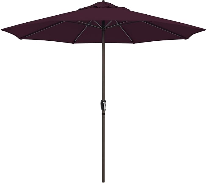 California Umbrella 10-Year Protection 9 Ft Outdoor Patio Umbrella, Pacifica Fade-Resistant Fabric, Auto-Tilt, Heavy Duty Aluminum Frame, 8 Reinforced Ribs for Pool or Deck, Bronze Pole, Purple