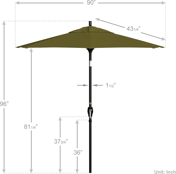 California Umbrella 7.5' Round Aluminum Market Umbrella, Crank Lift