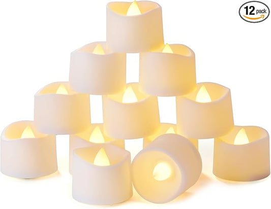 Homemory Timer Tea Lights Candles Battery Operated, 6H Timer Built-in, Auto On Daily, Flameless LED Tealight Votives for Table Centerpieces, Lantern, Holiday Decor, Warm Lamp, No Remote, 12-Pack