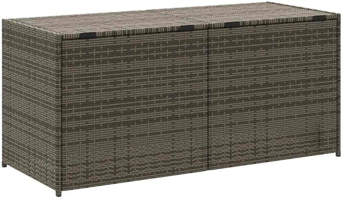 Garden Storage Box Gray 74.8 Gal Poly Rattan Outdoor Deck Box for Patio Furniture Cushions Garden Tools 47.2 x 19.7 x 22.0 Inch Rectangular Storage Bin with Gas Spring Lid
