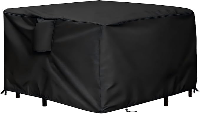 Bar Height Patio Dining Set Covers, Outdoor Waterproof Square Patio Furniture Cover for Wicker Bar Table & Chair Sets - Black Customizable size