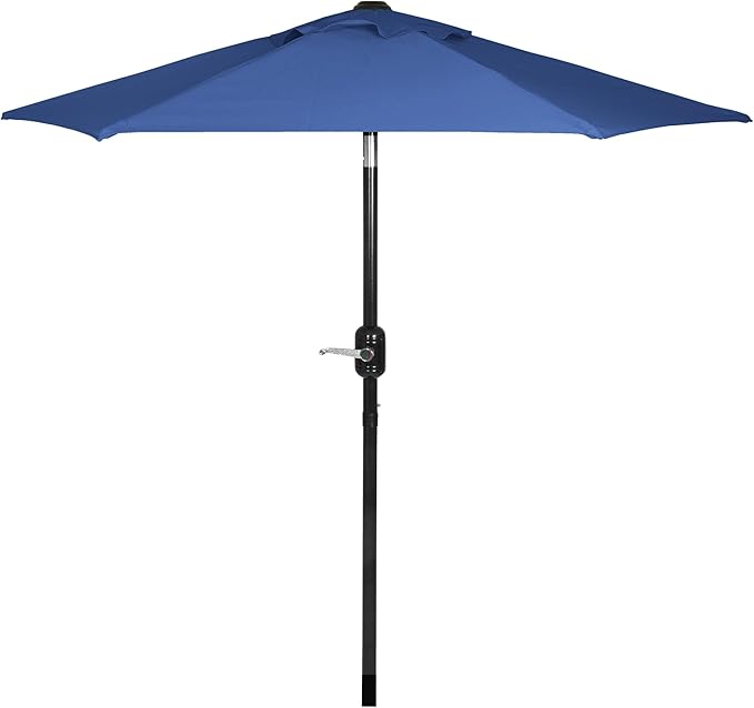 6 Ft Outdoor Patio Umbrella, Easy Open/Close Crank and Push Button Tilt Adjustment - Blue Market Umbrellas