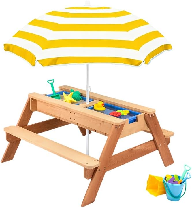 Water Table Umbrella,Kids Beach Umbrella & Picnic Table Shade,Ideal for Sand Play,Camping,Beach Trips,and Garden Fun.Lightweight Yet Durable