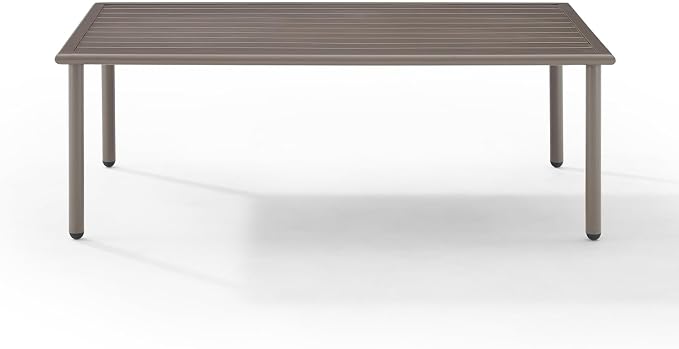 HomeStock Island Oasis Outdoor Metal Coffee Table with Slatted Top,Powder-Coated,Sturdy Weather-Proof Steel,Hand-Painted,Durable - 23.5" D x 39.25" W x 13.75" H Light Brown