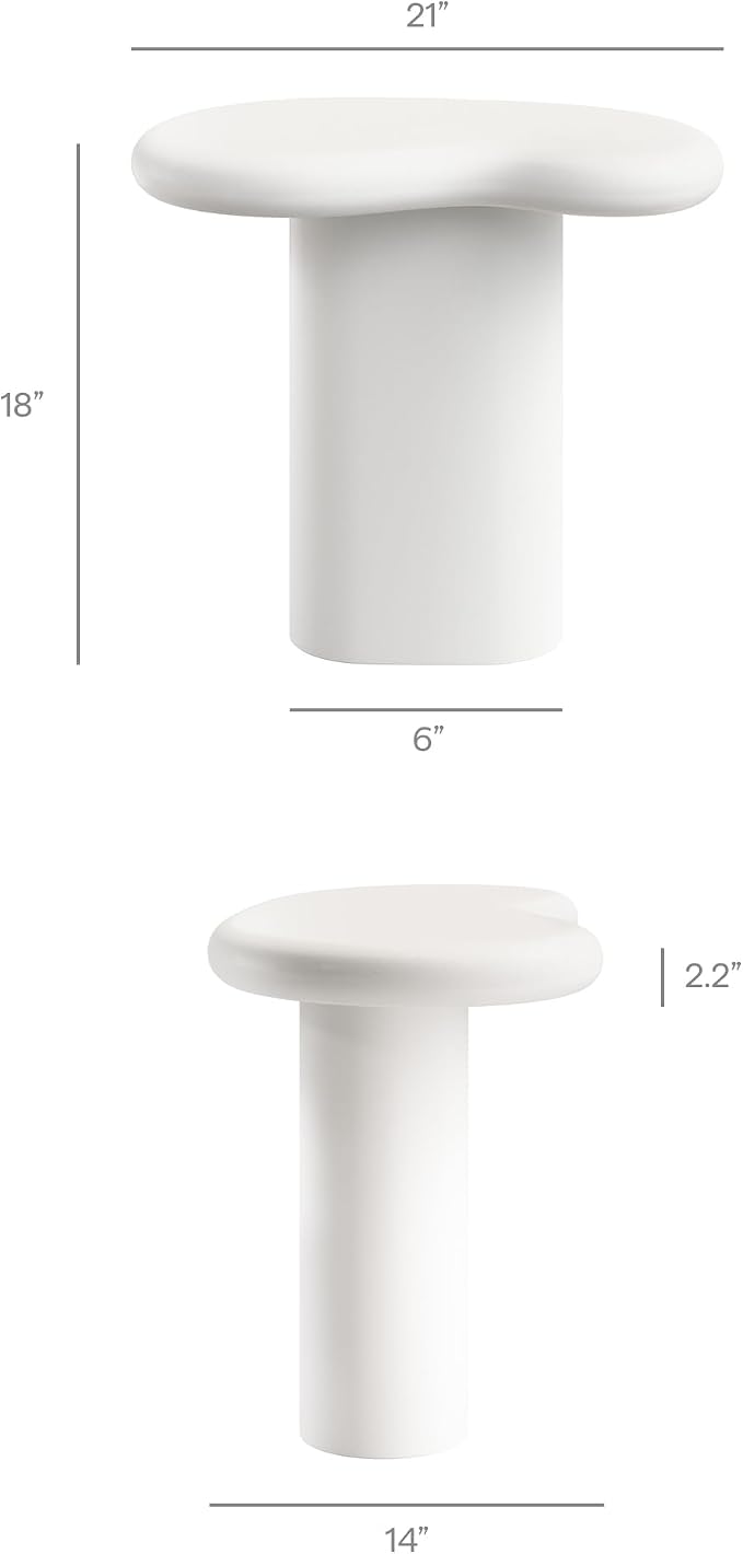 Modway Elowen Side Table in White - Concrete Sculptural Pedestal Accent Table for Indoor and Outdoor Spaces