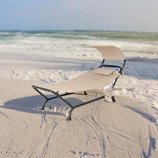 Giantex Hanging Hammock with Stand, Patio Hanging Chaise Lounge Chair w/Canopy, Cushion, Pillow & Storage Bag, Heavy Duty Swing Hammock Bed for Garden Lawn Backyard Patio Poolside Porch (Beige)