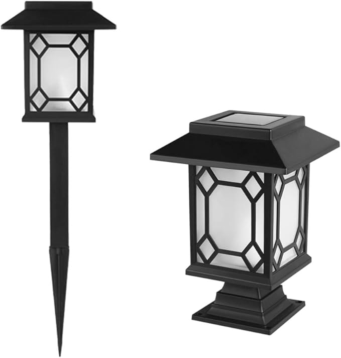 Uonlytech 2pcs Solar Garden Lights Elegant Outdoor Lawn Lamps for Pathway Driveway Full Solar Powered Landscape Pillar Light for Pool and Garden Decor White