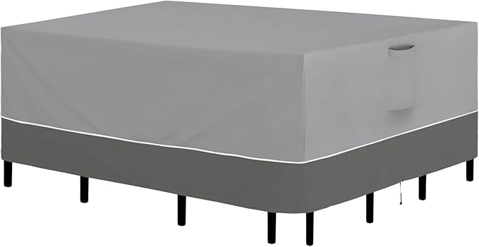 Easy-Going Patio Furniture Cover 126"x63" Rectangle Outdoor Table and Chair Set Covers Waterproof UV Resistant Outdoor Sectional Sofa Set Covers, Gray/Dark Gray