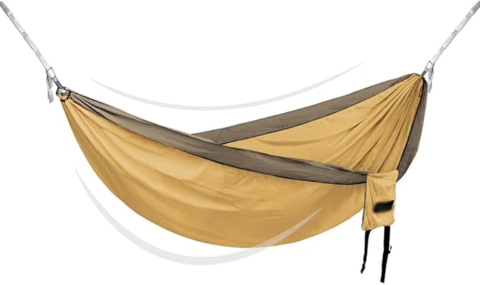 Portable Double Hammock for Park, Outdoor Anti-Rollover Swing with Storage Bag, Beach/Garden/Hiking, Load Bearing 250kg/551.2lbs(Yellow)