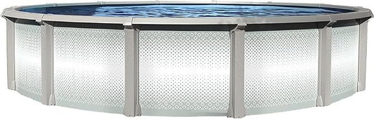 Lake Effect Pools 'Grand Cayman' 21 ft Round Above Ground Swimming Pool | 52 Inch Strong Extruded Resin Components | Bundle Includes: 25 Gauge Overlap Liner & Widemouth Skimmer