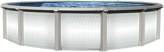 Lake Effect Pools 'Grand Cayman' 24 ft Round Above Ground Swimming Pool | 52 Inch Strong Extruded Resin Components | Bundle Includes: 25 Gauge Overlap Liner & Widemouth Skimmer