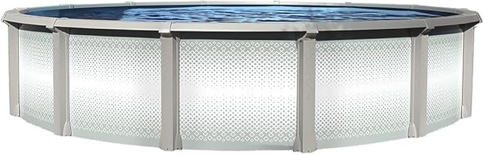 Lake Effect Pools 'Grand Cayman' 27 ft Round Above Ground Swimming Pool | 52 Inch Strong Extruded Resin Components | Bundle Includes: 25 Gauge Overlap Liner & Widemouth Skimmer