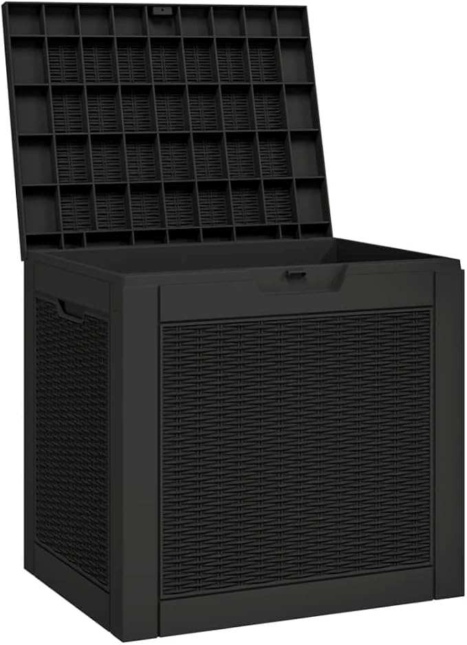 Deck Box Large Outdoor Storage for Patio Furniture, Garden Tools, Pool Supplies, Outdoor Backyard Patio Storage Deck Box Container, Black 21.9"x16.9"x20.9" Polypropylene
