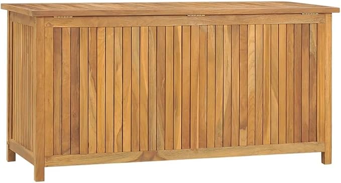 Wooden Garden Patio Storage Box with PE Bag, Deck Storage Container Box for Patio Cushions and Gardening Tools, 44.9"x19.7"x22.8" Solid Wood Teak -AA
